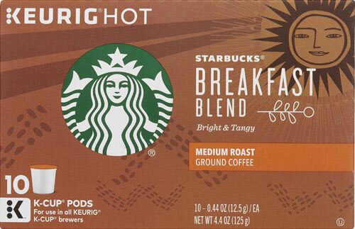 Starbucks Ground Coffee Medium Roast Breakfast Blend 10 K-Cups
