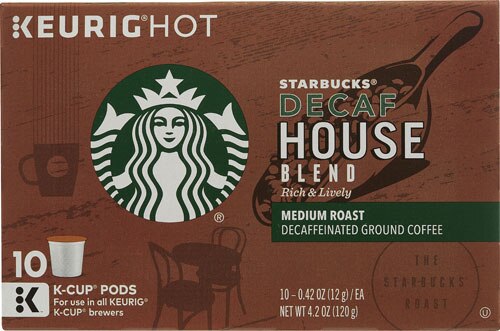 Starbucks Ground Coffee Decaf Medium Roast House Blend 10 K-Cups