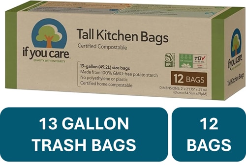 If You Care Tall Kitchen Bags Certified Compostable - 13 Gallon 12 Bags