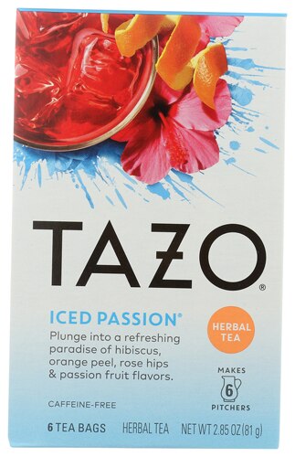 Tazo Caffeine-Free Passion Iced Tea Herbal Tea 6 Filter Bags