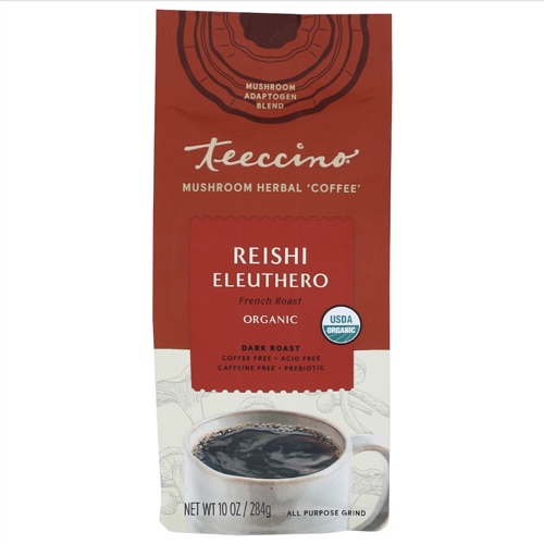 Teeccino Mushroom Herbal Coffee Reishi Eleuthero 10 oz