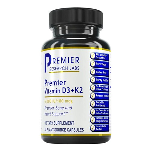 Premier Research Labs Premier Vitamin D3 + K2 30 Plant-Source Capsules