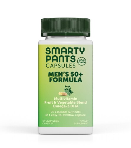 SmartyPants Multivitamin Men's 50+ Formula Fruit & Vegetable Blend Omega-3 DHA 30 Vegetarian Capsules
