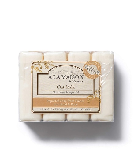 A La Maison Traditional French Milled Hand & Body Bar Soap Oat Milk 4 Bars