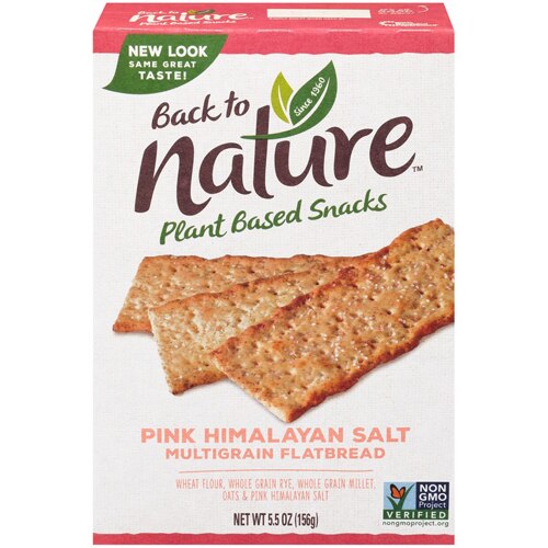 Back To Nature Multigrain Flatbread Crackers Pink Himalayan Salt 5.5 Oz