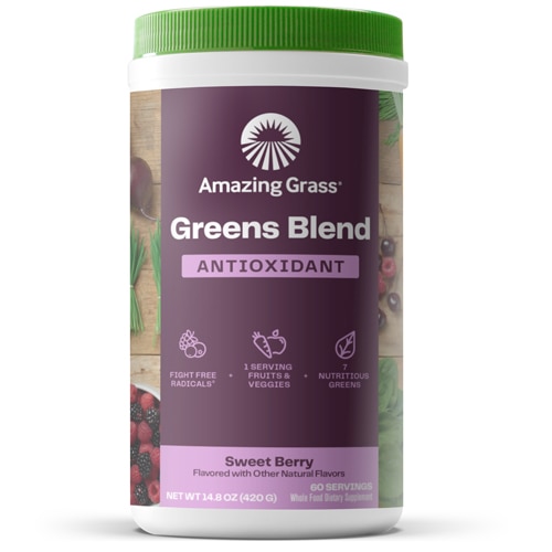 Amazing Grass Greens Blend Antioxidant Powder Sweet Berry 60 Servings