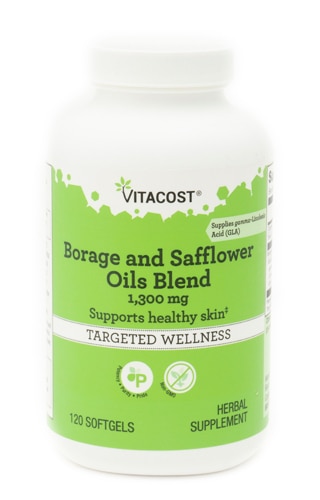 Vitacost Borage and Safflower Oils Blend with GLA 1300 mg - 120 Softgels