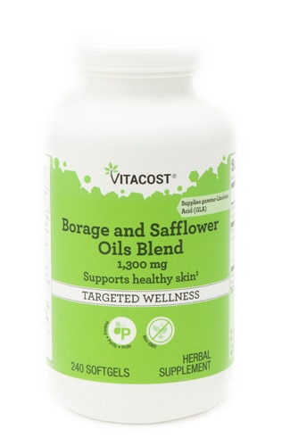 Vitacost Borage and Safflower Oils Blend with GLA 1300 mg - 240 Softgels