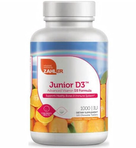 Zahler Junior D3 Advanced Vitamin D3 Formula Orange 1000 IU - 120 Chewable Tablets