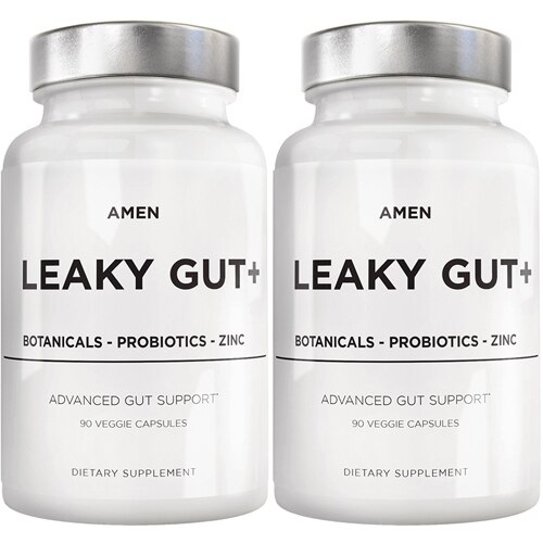 Codeage Amen Leaky Gut + Zinc L-Glutamine Probiotics and Prebiotics Supplement 90 Capsules Each / Pack of 2