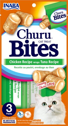 Inaba Churu Cat Treat Bites - Chicken Recipe Wraps Tuna Recipe 8.4 oz
