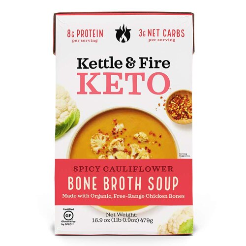 Kettle & Fire Keto Spicy Cauliflower Bone Broth Soup 16.9 oz