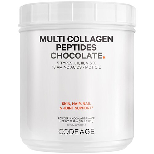 Codeage Keto Collagen Protein Powder Chocolate - Hydrolyzed Multi Collagen Peptides + MCT Oil 18.17 oz