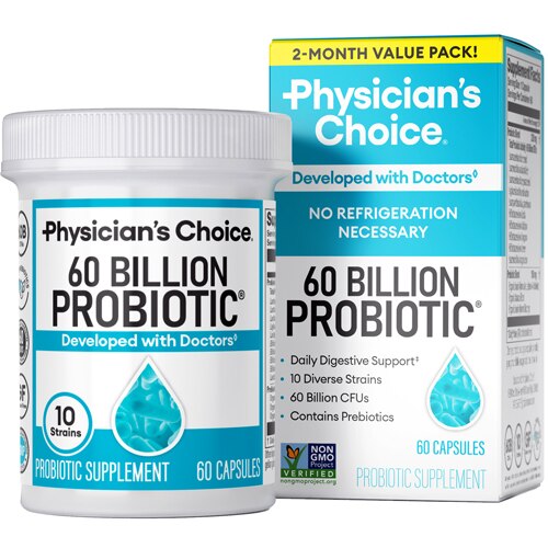 Physician's Choice 60 Billion Probiotic with Prebiotic Fiber Blend 60 Delayed-Release Veggie Capsules