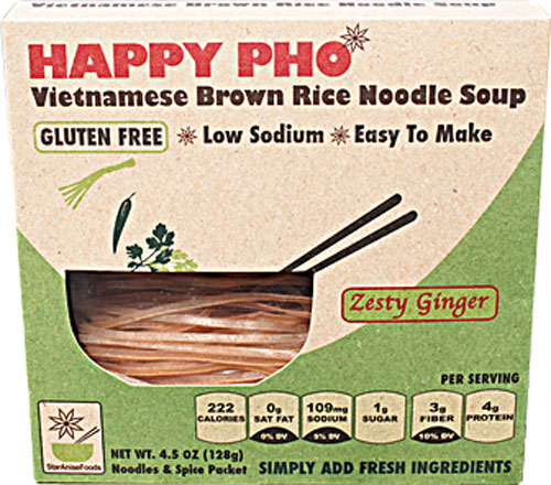 Star Anise Foods Happy Pho Vietnamese Brown Rice Noodle Soup Zesty Ginger 4.5 oz