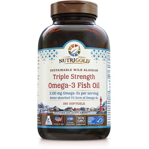 NutriGold Triple Strength Omega-3 Fish Oil 180 Softgels
